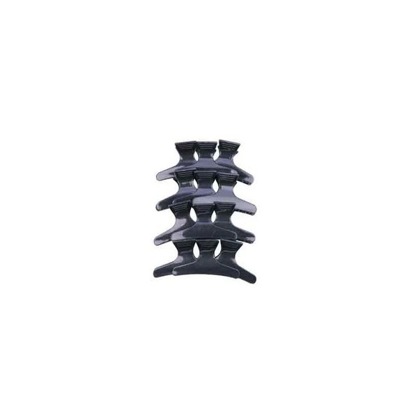 12x Pinces Croco Noire - 8cm